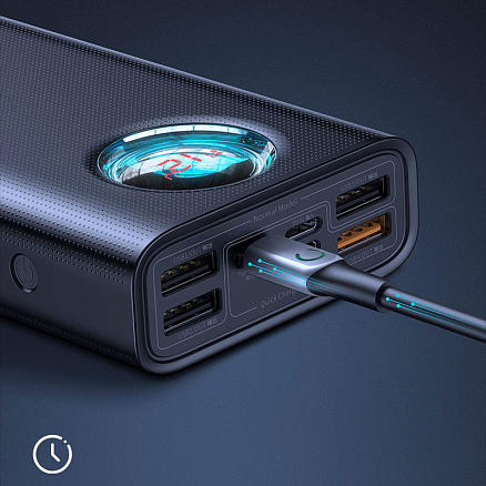 Внешний аккумулятор Baseus Amblight 30000мАч (4хUSB, Type-C, ток 3А, быстрая зарядка PD, QC 3.0, 33Вт) черный