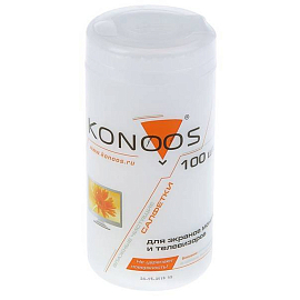 Салфетки для чистки дисплеев Konoos KBF-100ECO в тубе 100 шт.