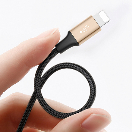Кабель Type-C - MicroUSB, Lightning 1,2 м 3A плетеный Baseus Rapid черно-золотистый