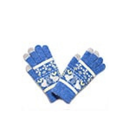 Перчатки трикотажные для емкостных дисплеев Greengo (Польша) N-02 узор зайцы голубые