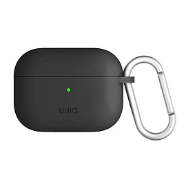 Чехол и шнурок для наушников AirPods Pro, Pro 2 силиконовый с карабином UNIQ Vencer темно-серый