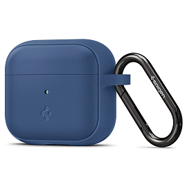 Чехол для наушников AirPods 3 силиконовый с карабином Spigen Silicone Fit темно-синий