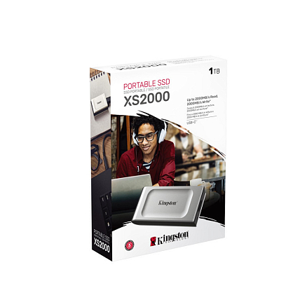 Внешний SSD накопитель Kingston XS2000 1TB Type-C USB 3.2 Gen2x2 серебристый