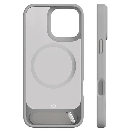 Чехол для iPhone 16 Pro Max гибридный с подставкой VLP Reels Magsafe прозрачно-серый