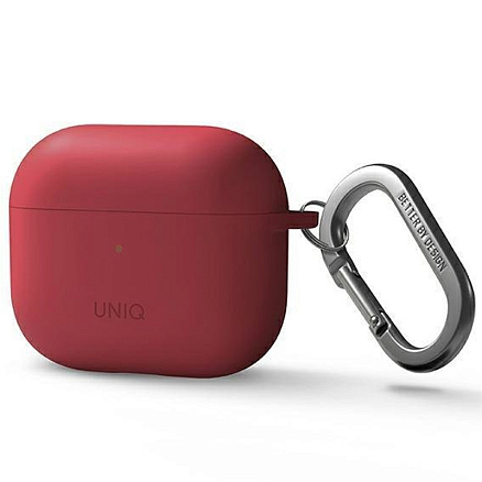 Чехол для наушников AirPods 3 силиконовый с карабином UNIQ Nexo красный