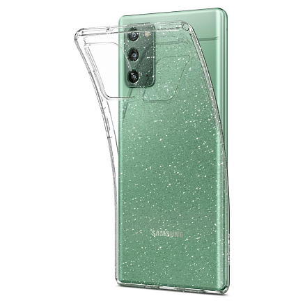 Чехол для Samsung Galaxy Note 20 гелевый с блестками Spigen Liquid Crystal Glitter прозрачный