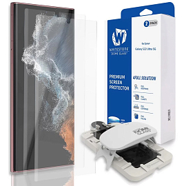 Защитное стекло для Samsung Galaxy S22 Ultra на весь экран противоударное WhiteStone Dome Glass c УФ-лампой прозрачное 2 шт.