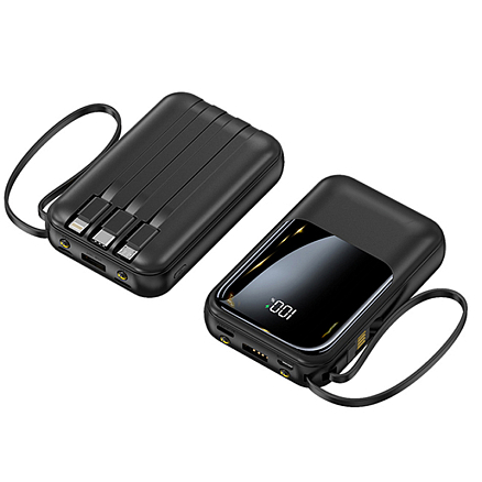 Внешний аккумулятор PowerBank DX467 10000мАч (USB, Type-C, MicroUSB, Lightning, QC, PD, 18Вт) черный