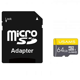 Карта памяти Usams US-ZB119 microSDHC 64Gb UHS-I с адаптером SD