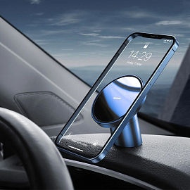 Держатель автомобильный на приборную панель или в решетку обдува магнитный MagSafe для iPhone Baseus Magnetic синий