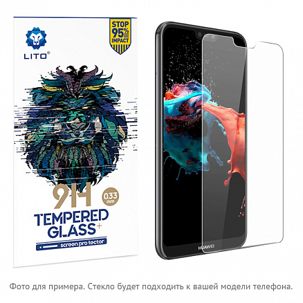 Защитное стекло для Honor 8X на экран противоударное Lito-1 2.5D 0,33 мм