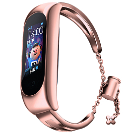 Сменный браслет для Xiaomi Mi Smart Band 3, 4, 5, 6 металлический Hurtel розовый