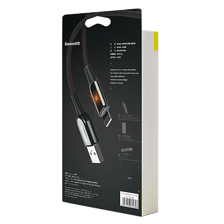Кабель USB - Lightning для зарядки iPhone 1 м 2.4А плетеный Baseus X-Type черный