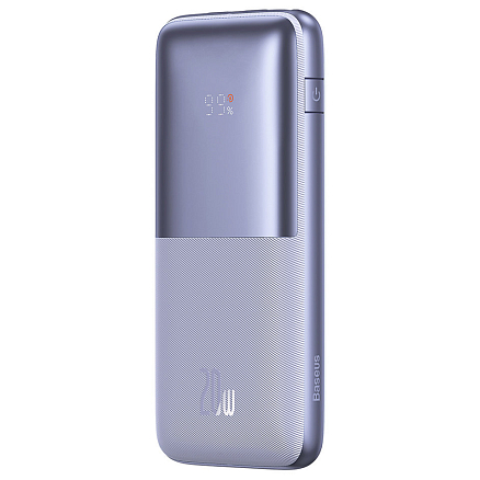 Внешний аккумулятор Baseus Bipow Pro Digital Overseas Edition с дисплеем 10000мАч (USB, Type-C, ток 3А, быстрая зарядка PD, QC 3.0, 20Вт) фиолетовый
