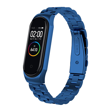 Сменный браслет для Xiaomi Mi Band 4 металлический Nova Metal синий