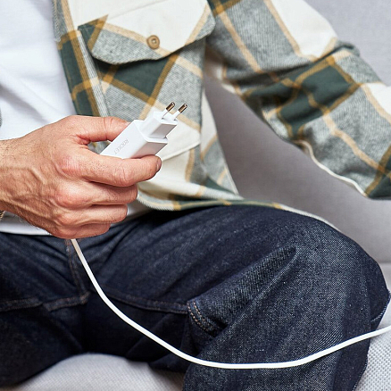 Зарядное устройство сетевое USB 18W с кабелем Type-C Rocket Slot Combo (быстрая зарядка QC, PD) белое