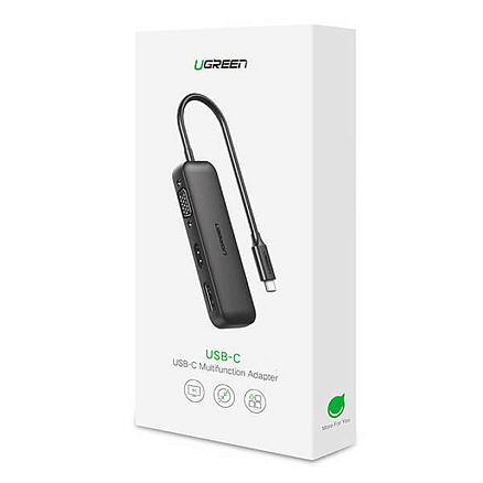 Хаб (разветвитель) (преобразователь) Type-C - HDMI 4K 60Hz, VGA, DisplayPort Ugreen CM260 черный
