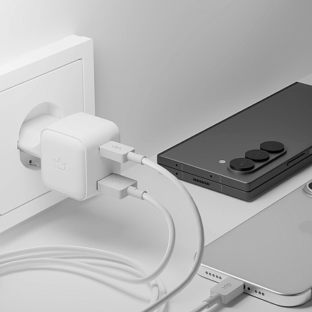 Зарядное устройство сетевое с USB и Type-C 20W VLP G-Charge (быстрая зарядка QC, PD) белое