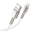 Кабель USB - Lightning для зарядки iPhone 1 м 2.4А плетеный Baseus Cafule Metal Data бело-серебристый