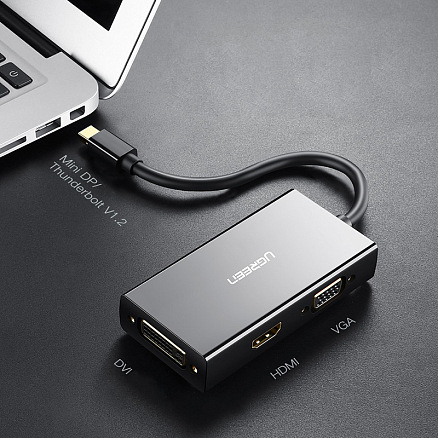 Переходник Mini DisplayPort - HDMI, VGA, DVI-I длина 14,5 см Ugreen MD114 черный