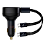 Зарядное устройство автомобильное с кабелем 2 х Type-C 33W Baseus Enjoyment Retractable (быстрая зарядка PD) черное