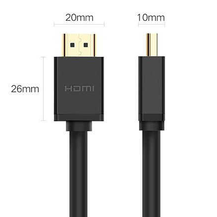Кабель HDMI - HDMI (папа - папа) длина 0,5 м версия 2.0 4K 60Hz Ugreen HD104 черный