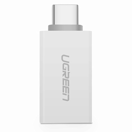 Переходник Type-C - USB 3.0 (папа - мама) Ugreen US173 белый