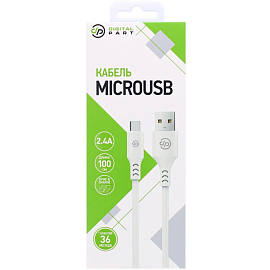 Кабель USB - MicroUSB для зарядки 1 м 2.4A Digitalpart MC-307 белый