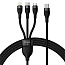 Кабель Type-C - MicroUSB, Lightning, Type-C 1,5 м 100W плетеный Baseus Flash Series черный