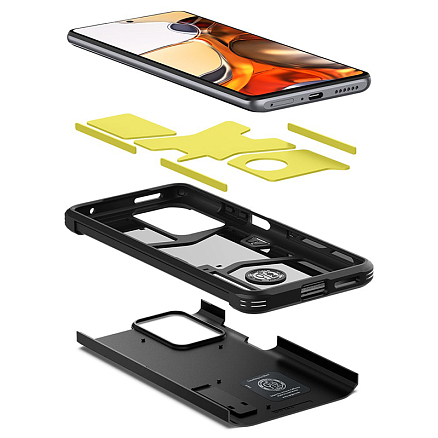 Чехол для Xiaomi 11T, 11T Pro гибридный для экстремальной защиты Spigen Tough Armor черный