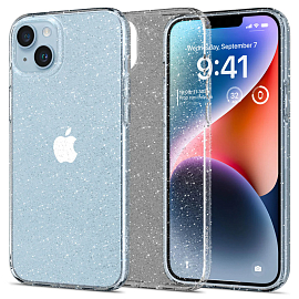 Чехол для iPhone 14 гелевый с блестками Spigen Liquid Crystal Glitter прозрачный
