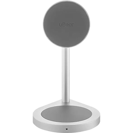 Беспроводная зарядка 2-в-1 MagSafe для iPhone и AirPods 15W uBear Level серебристая