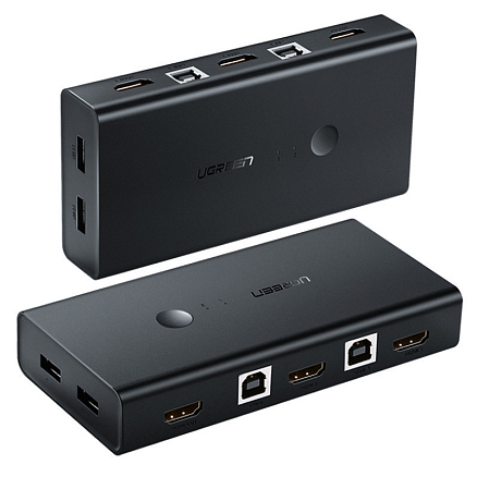 KVM переключатель на 5 компьютеров HDMI, USB 2.0 Ugreen CM200 черный