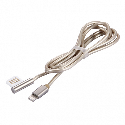 Кабель USB - Lightning для зарядки iPhone с угловым USB 1 м 2.1A Remax Emperor золотистый