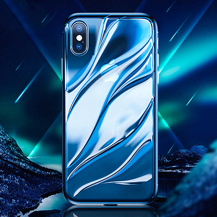 Чехол для iPhone X, XS гелевый ультратонкий Baseus Water прозрачный голубой