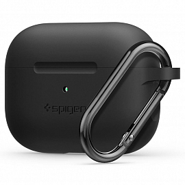 Чехол для наушников AirPods Pro силиконовый с карабином Spigen SGP Silicone Fit черный