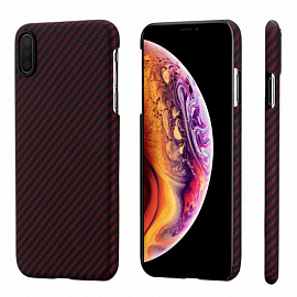 Чехол для iPhone XS Max кевларовый тонкий Pitaka MagEZ черно-красный