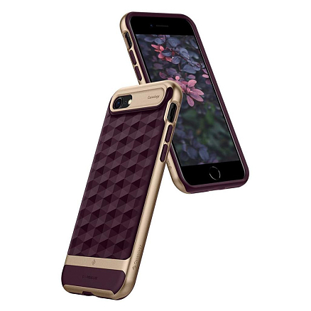 Чехол для iPhone 7, 8, SE 2020, SE 2022 гибридный Spigen Caseology Parallax бордовый