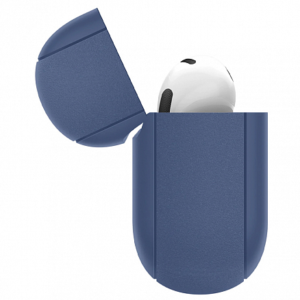 Чехол для наушников AirPods 3 силиконовый с карабином Spigen Silicone Fit темно-синий