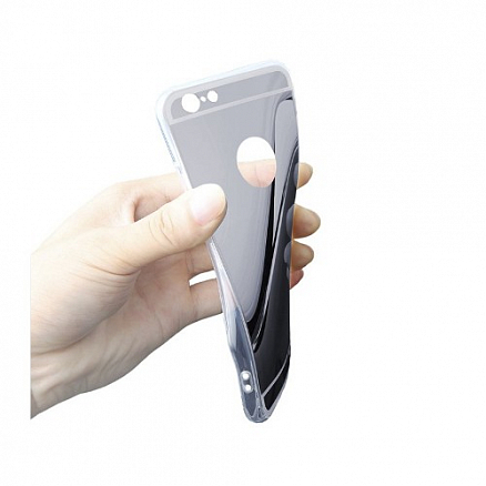 Чехол для iPhone 4, 4S гелевый GreenGo Mirror серебристый