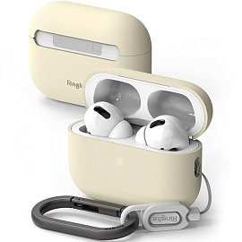 Чехол для наушников AirPods Pro, Pro 2 для полной защиты Ringke SilIcone бежевый