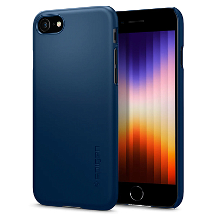 Чехол для iPhone 7, 8, SE 2020, SE 2022 пластиковый тонкий Spigen Thin Fit синий