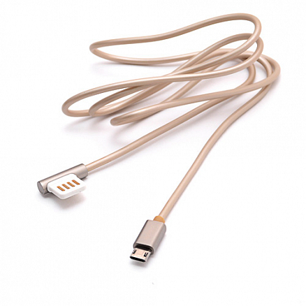 Кабель USB - MicroUSB для зарядки 1 м 2.1A с угловым USB Remax Emperor золотистый