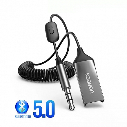 Bluetooth аудио адаптер (ресивер) 3,5 мм в USB порт cо слотом для MicroSD Ugreen CM310 с громкой связью черный
