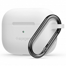 Чехол для наушников AirPods Pro силиконовый с карабином Spigen SGP Silicone Fit белый