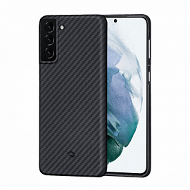 Чехол для Samsung Galaxy S21+ кевларовый тонкий Pitaka MagEZ черно-серый