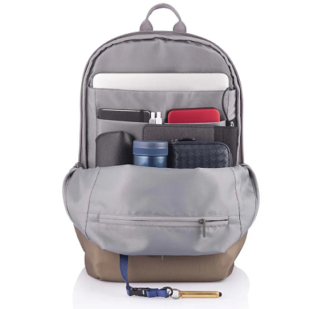 Рюкзак XD Design Bobby Soft с отделением для ноутбука до 15,6 дюйма и USB портом антивор коричневый