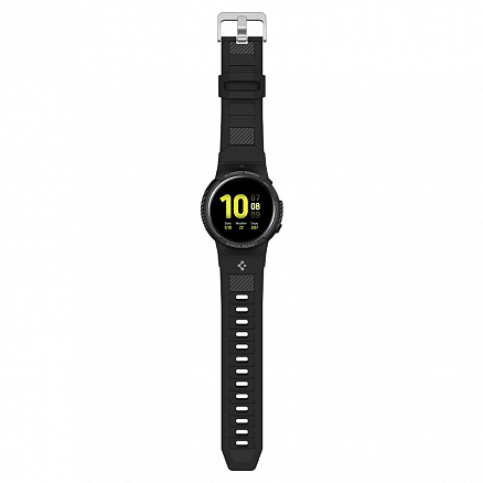 Чехол с ремешком для Samsung Galaxy Watch Active 2 44 мм гелевый Spigen Rugged Armor Pro черный