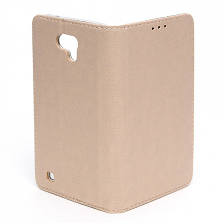 Чехол для LG X cam кожаный - книжка GreenGo Smart Magnet золотистый