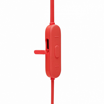 Наушники беспроводные Bluetooth JBL T125BT вакуумные с микрофоном и пультом красные